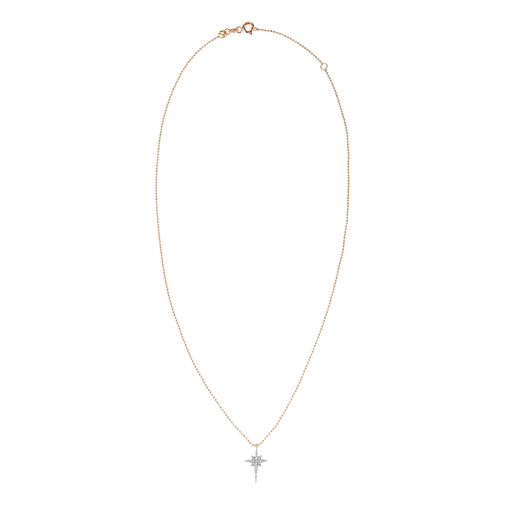 K Mini Size Star Necklace - White Diamond
