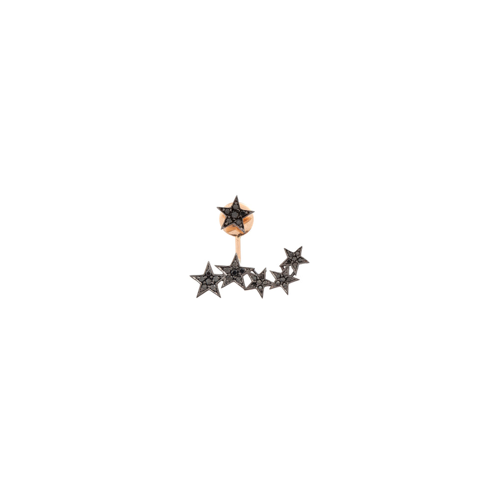 2 Rows Star Earring (Single) - Black Diamond