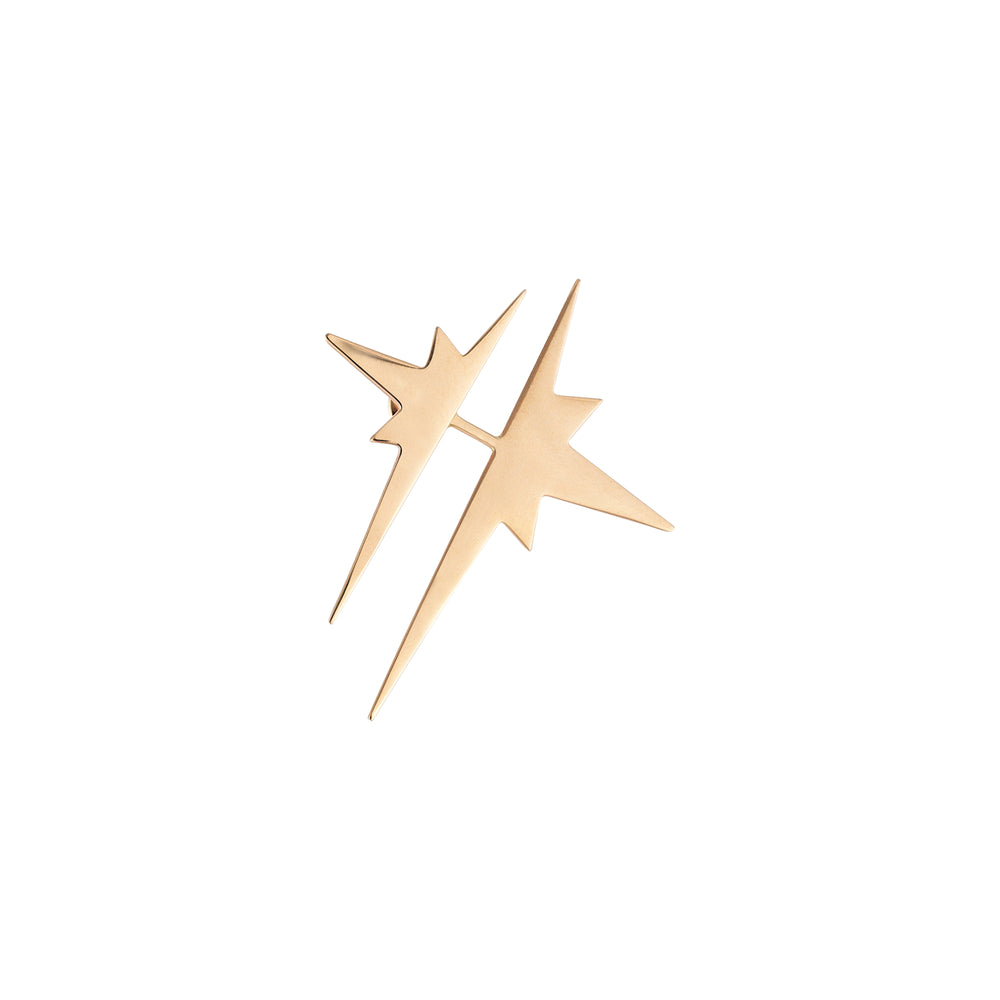 K Double Star Ear Jacket (Single) - Gold