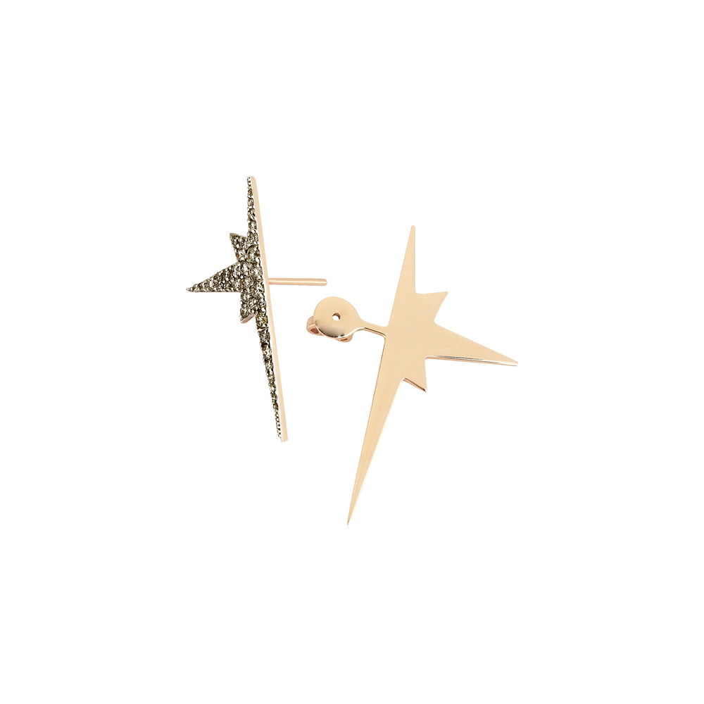 K Double Star Ear Jacket (Single) - Champagne Diamond