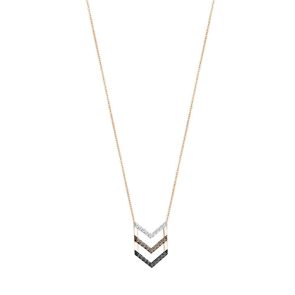 3 Diamond Chevron Necklace - 3 Diamond