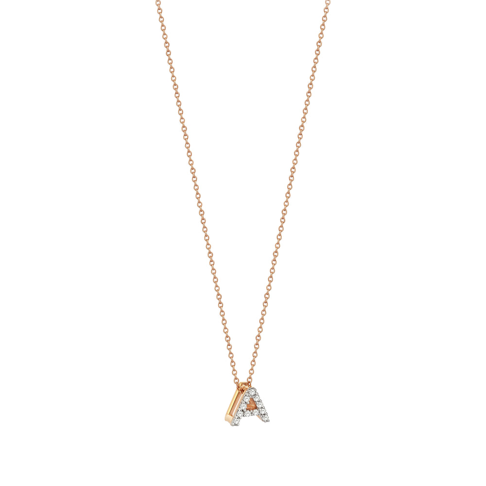 Letters Cubic Small Size Necklace - White Diamond