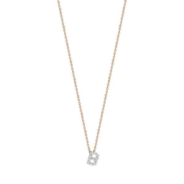 Letters Cubic Small Size Necklace - White Diamond