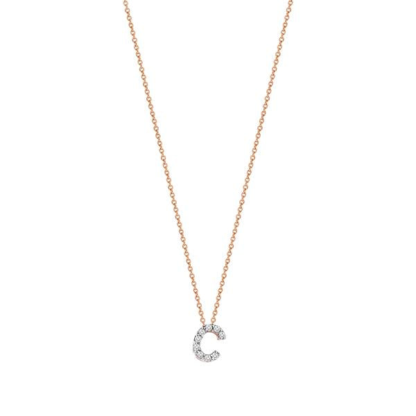 Letters Cubic Small Size Necklace - White Diamond