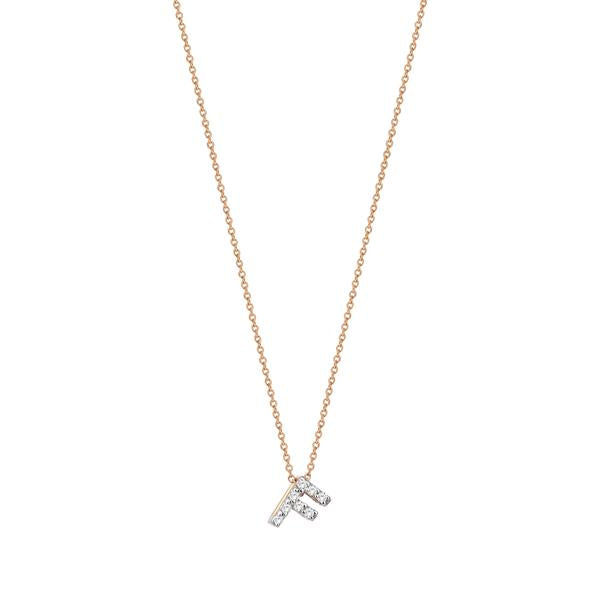 Letters Cubic Small Size Necklace - White Diamond