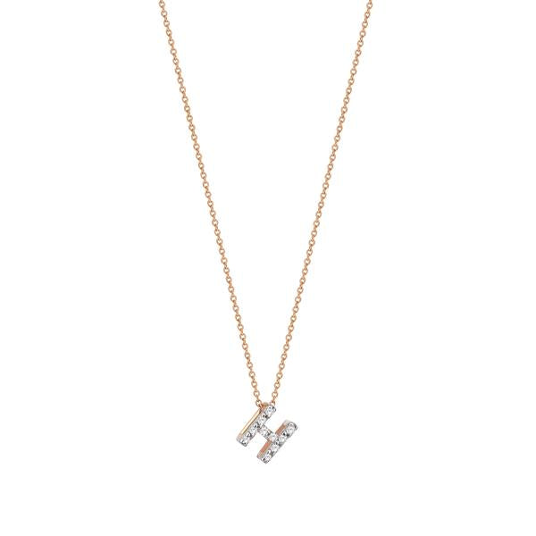 Letters Cubic Small Size Necklace - White Diamond