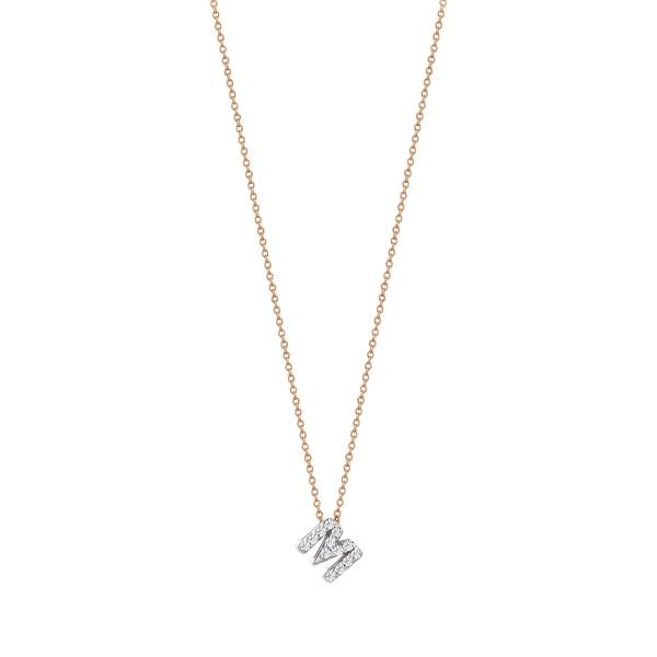 Letters Cubic Small Size Necklace - White Diamond