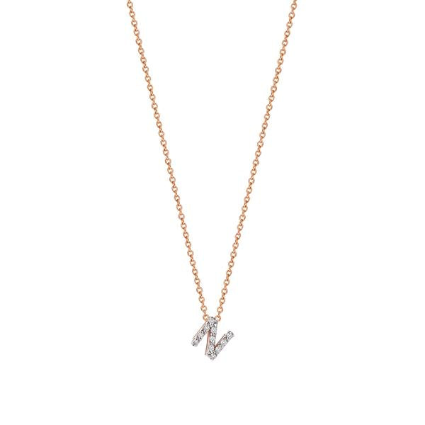 Letters Cubic Small Size Necklace - White Diamond