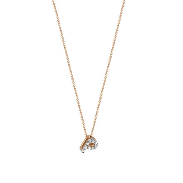 Letters Cubic Small Size Necklace - White Diamond