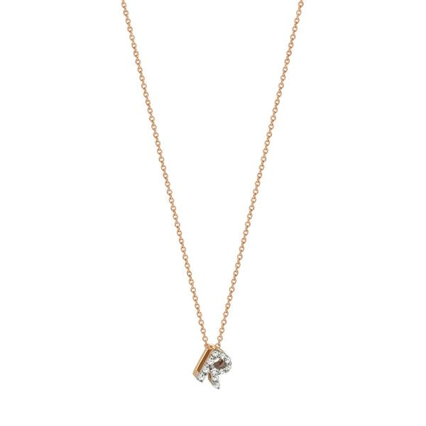 Letters Cubic Small Size Necklace - White Diamond