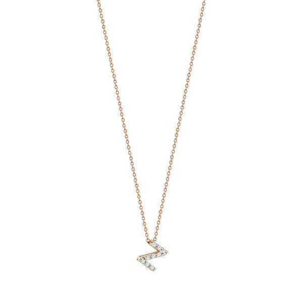 Letters Cubic Small Size Necklace - White Diamond