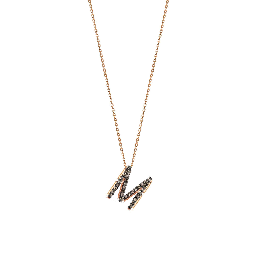 Letter Cubic Big Size Necklace - Champagne Diamond