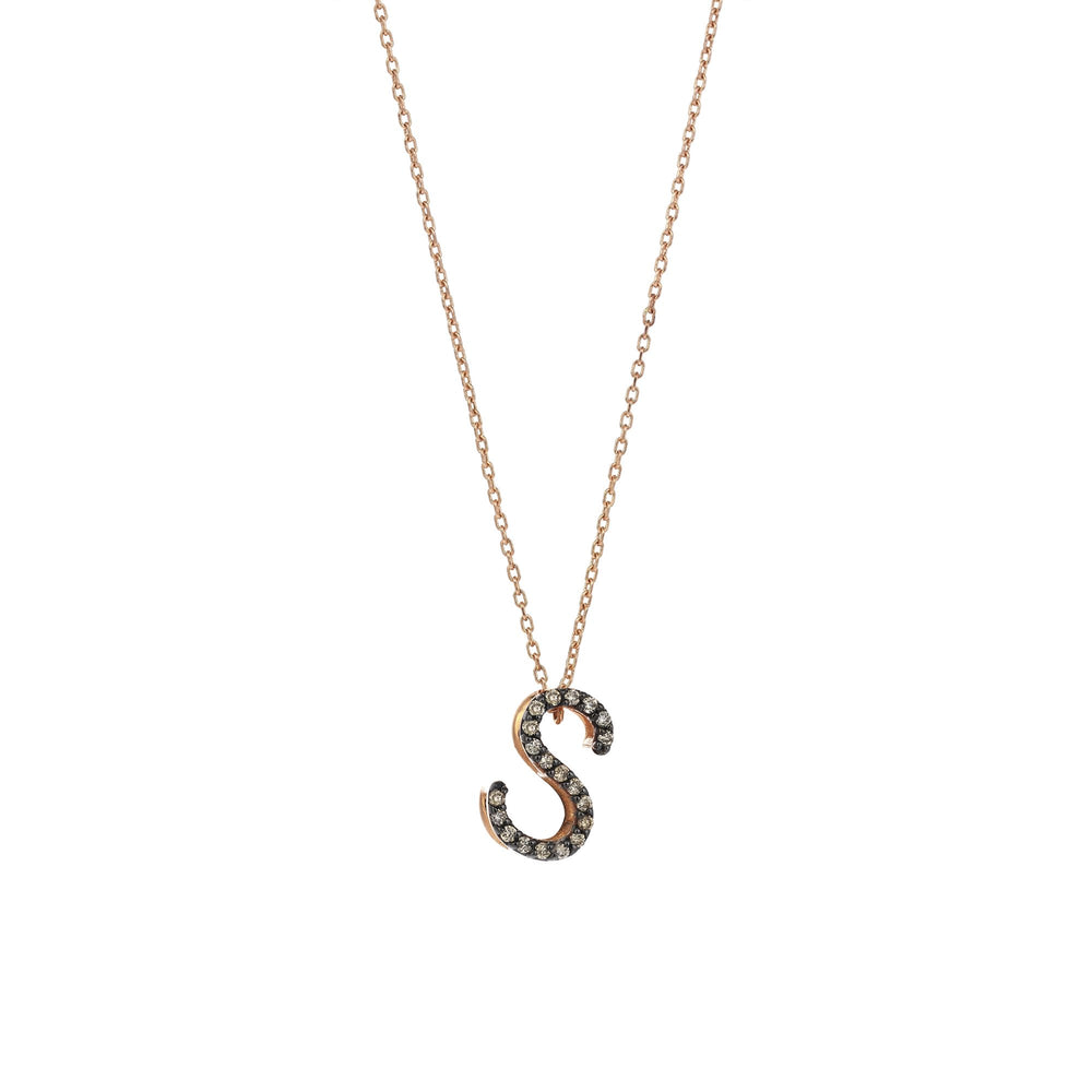 Letter Cubic Big Size Necklace - Champagne Diamond