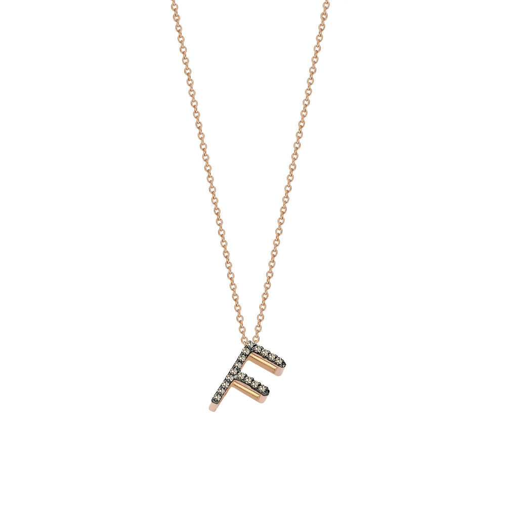 Letter Cubic Big Size Necklace - Champagne Diamond