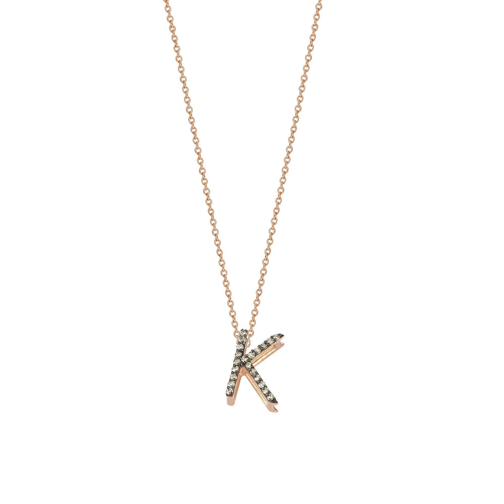 Letter Cubic Big Size Necklace - Champagne Diamond