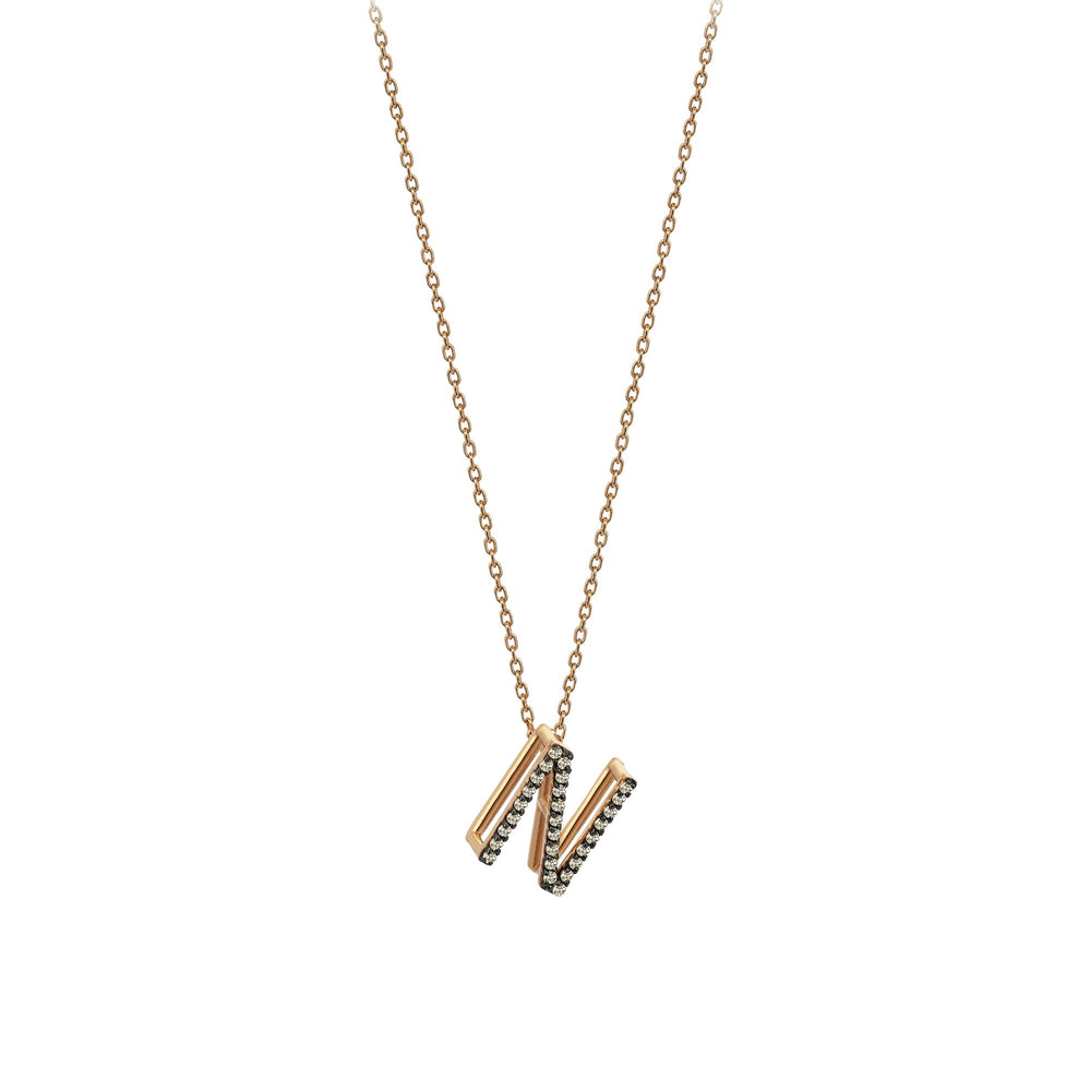 Letter Cubic Big Size Necklace - Champagne Diamond