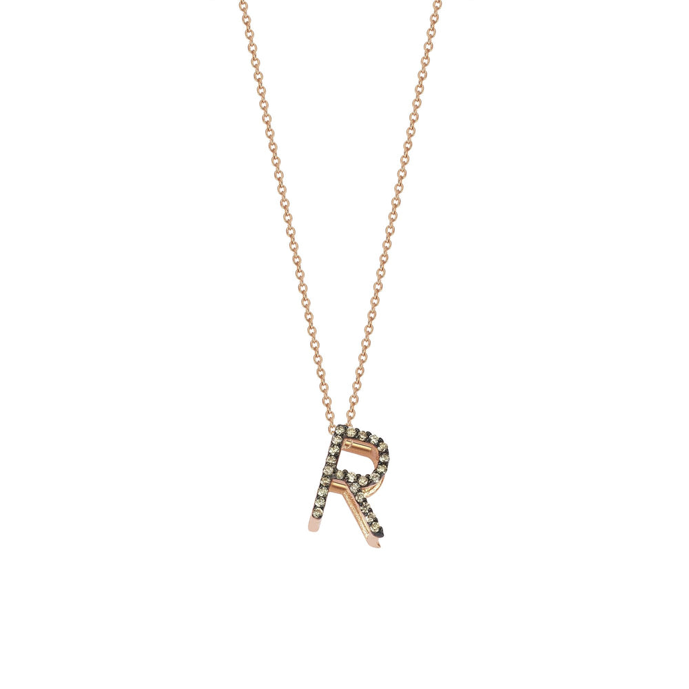 Letter Cubic Big Size Necklace - Champagne Diamond