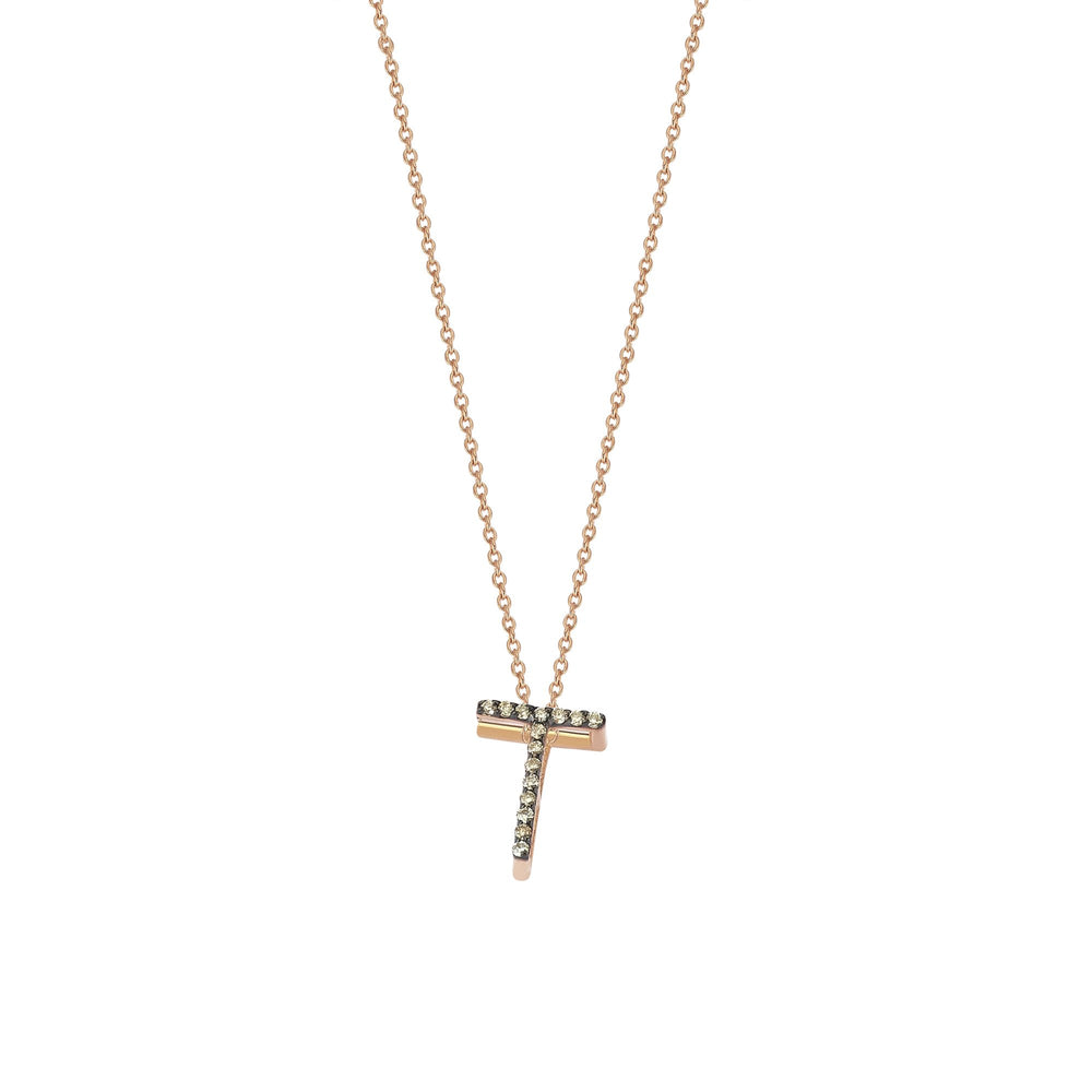 Letter Cubic Big Size Necklace - Champagne Diamond