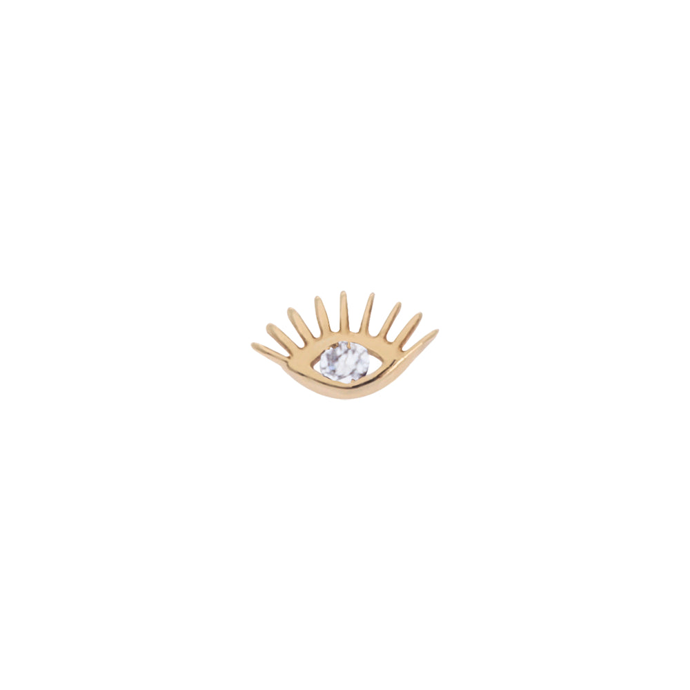 Evil Eye Stud (Single) - White Diamond
