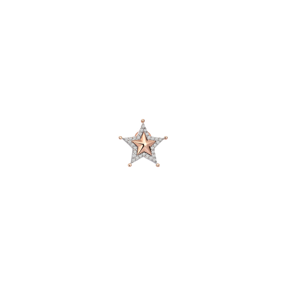Sheriff Star Earring (Single) - White Diamond