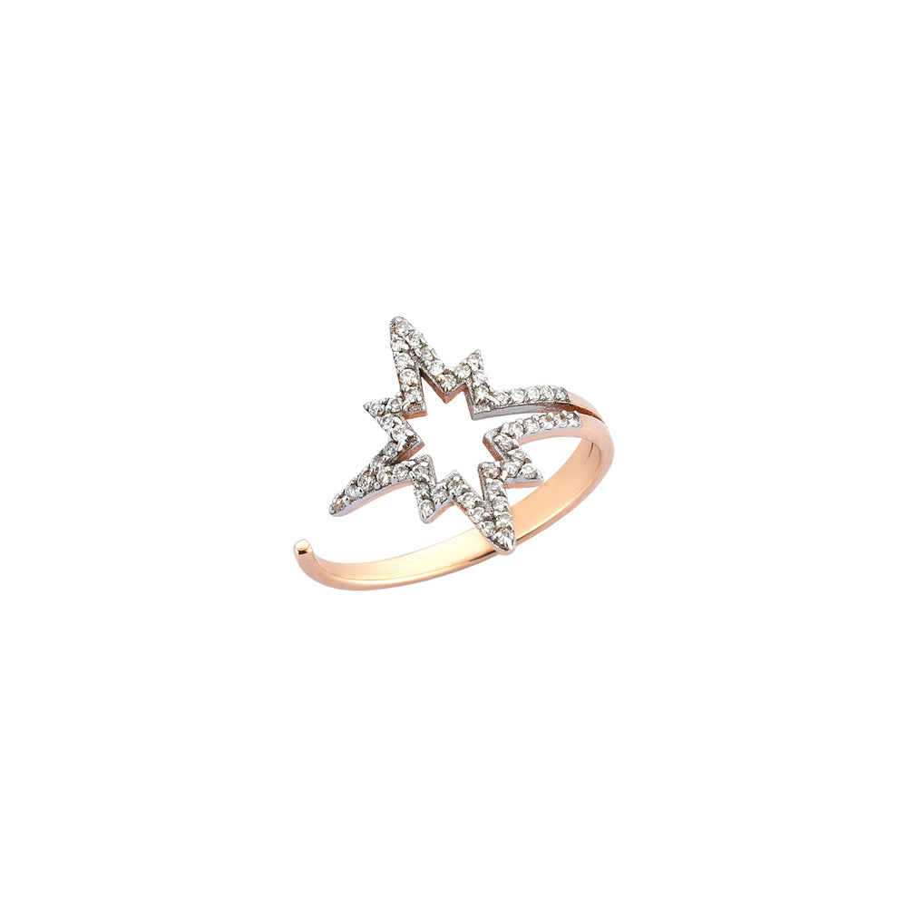 K Horizontal Star Ring - White Diamond