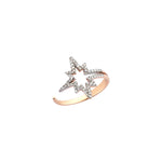 K Horizontal Star Ring - White Diamond