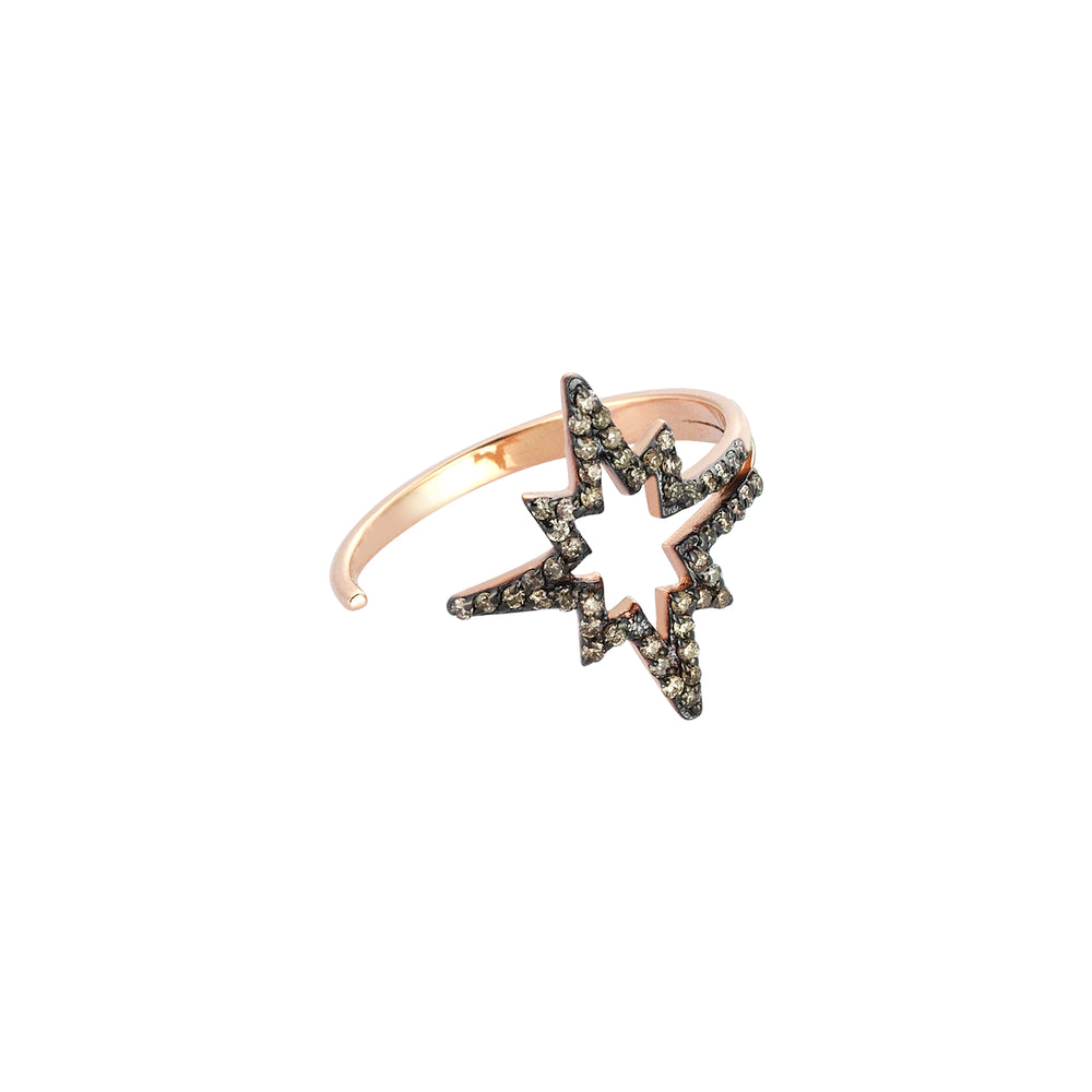 K Horizontal Star Ring - Champagne Diamond