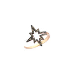 K Horizontal Star Ring - Champagne Diamond
