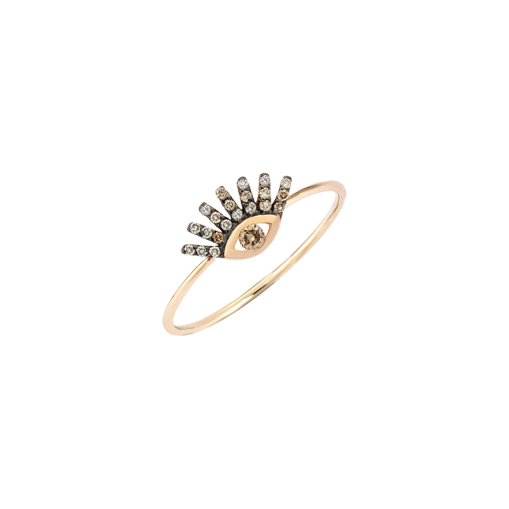 Small Evil Eye Ring - Champagne Diamond
