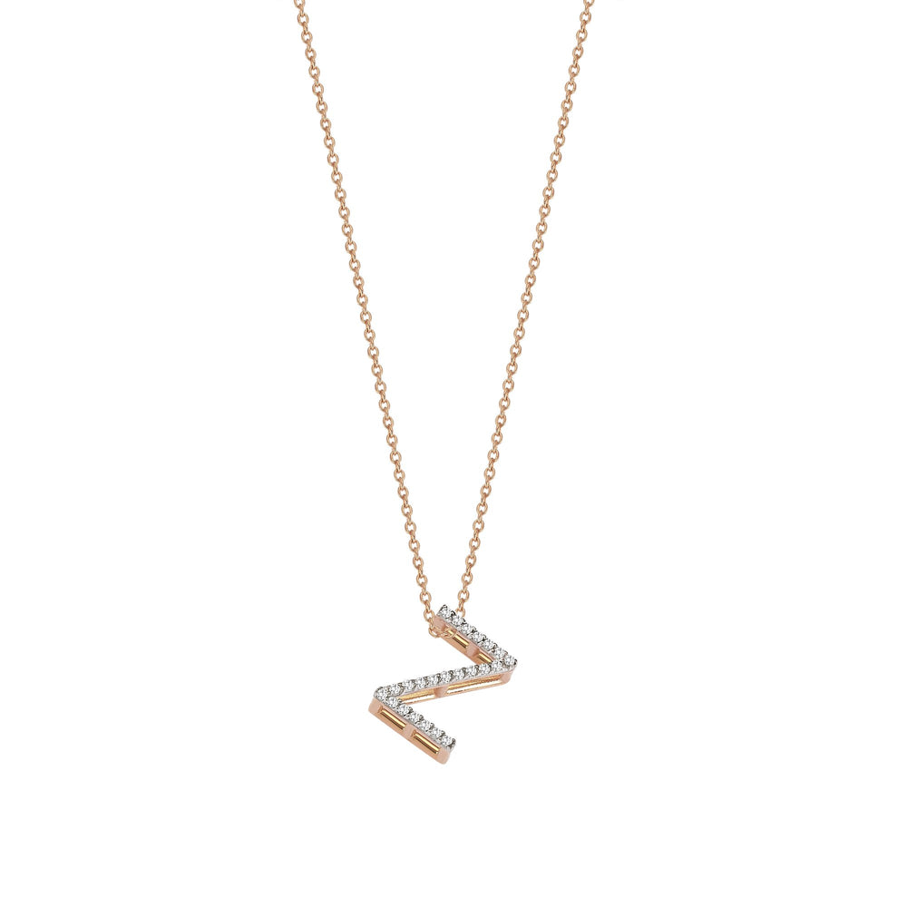 Letter Cubic Big Size Necklace - White Diamond