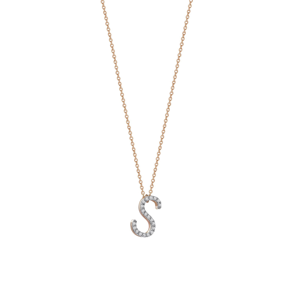 Letter Cubic Big Size Necklace - White Diamond