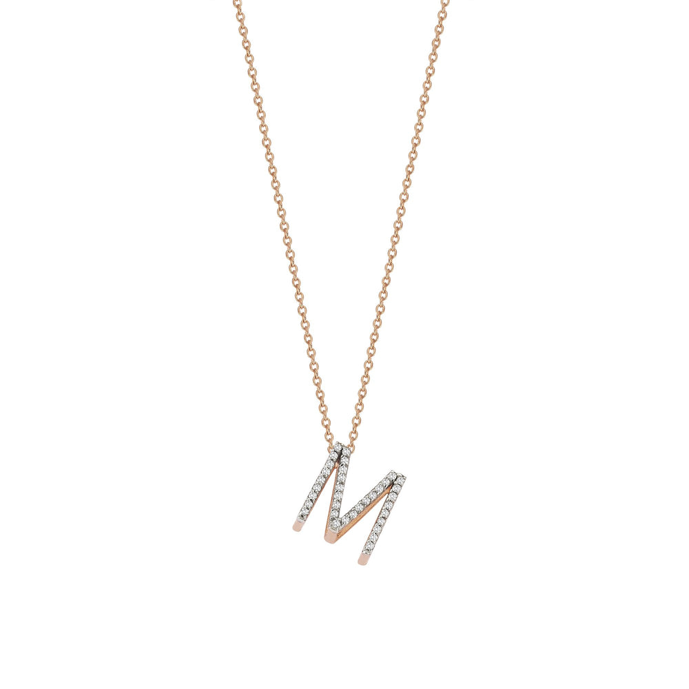 Letter Cubic Big Size Necklace - White Diamond