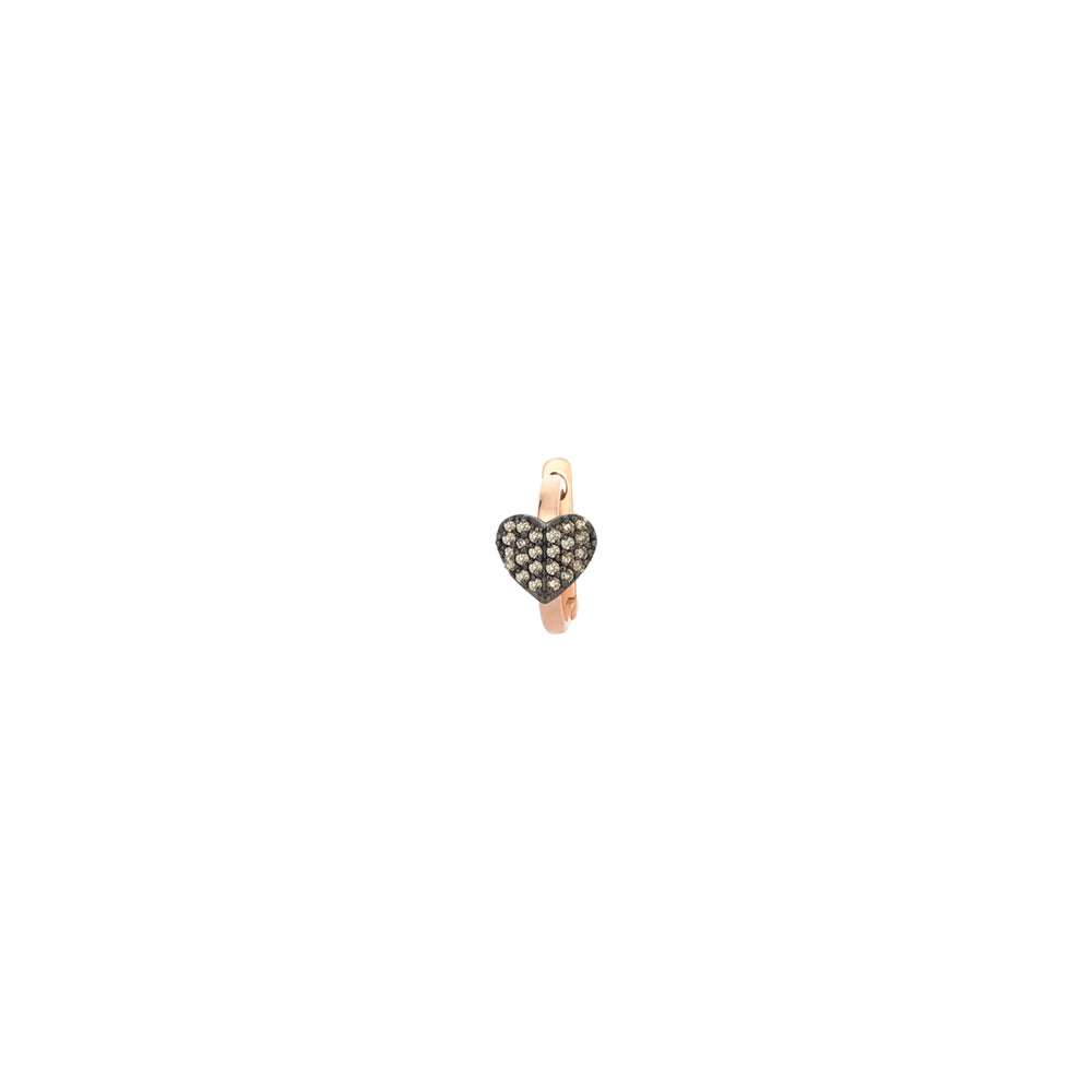 Tiny Folded Heart Huggie Hoop (Single) - Champagne Diamond