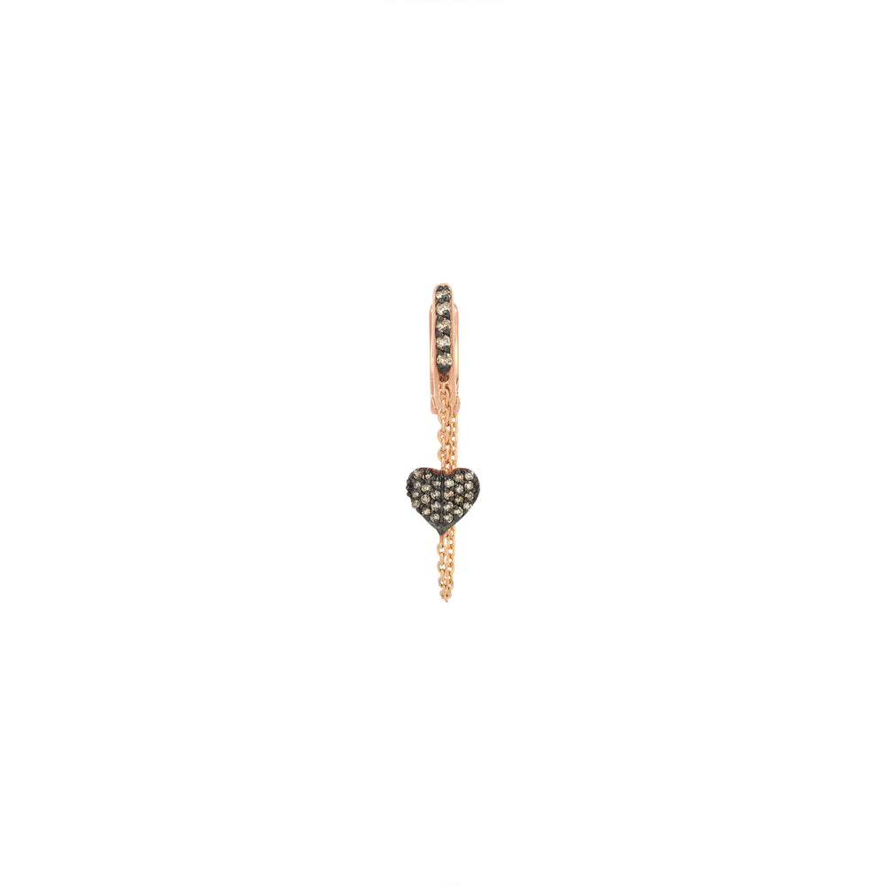 Chainy Hoop with A Dangling Heart Earring (Single) - Champagne Diamond