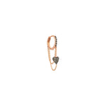 Chainy Hoop with A Dangling Heart Earring (Single) - Champagne Diamond