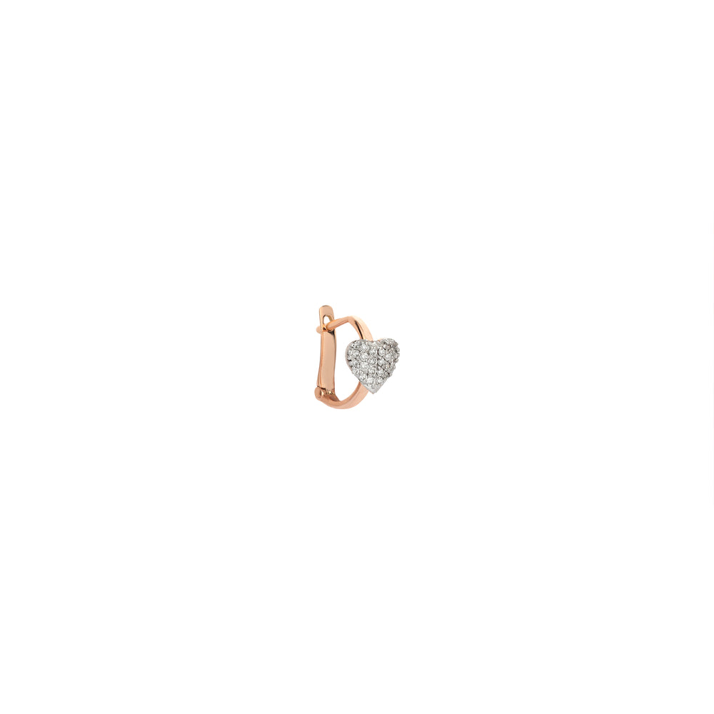 Tiny Folded Heart Huggie Hoop (Single) - White Diamond