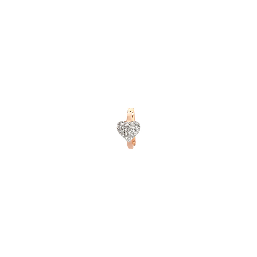Tiny Folded Heart Huggie Hoop (Single) - White Diamond