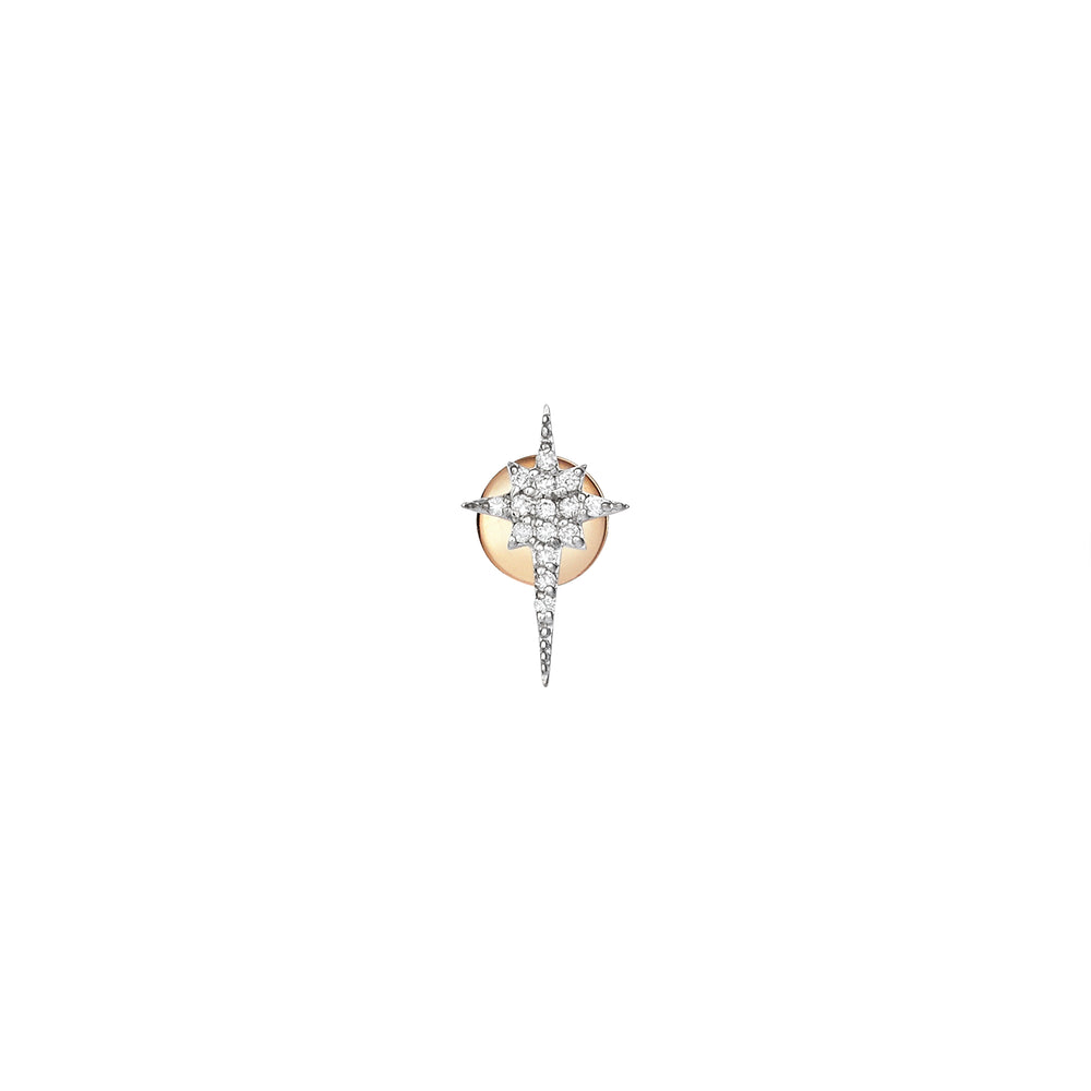 K Star Earring Small Size (Single)- White Diamond