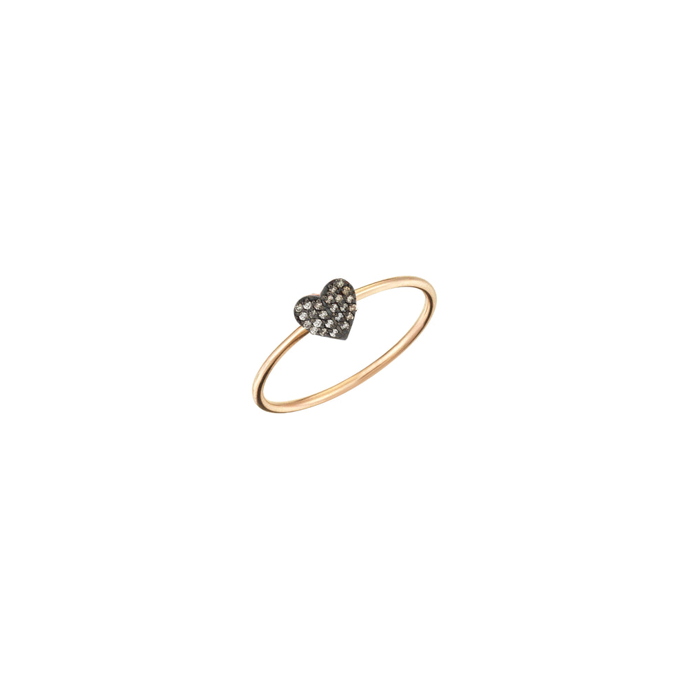 Tiny Folded Heart Ring - Champagne Diamond