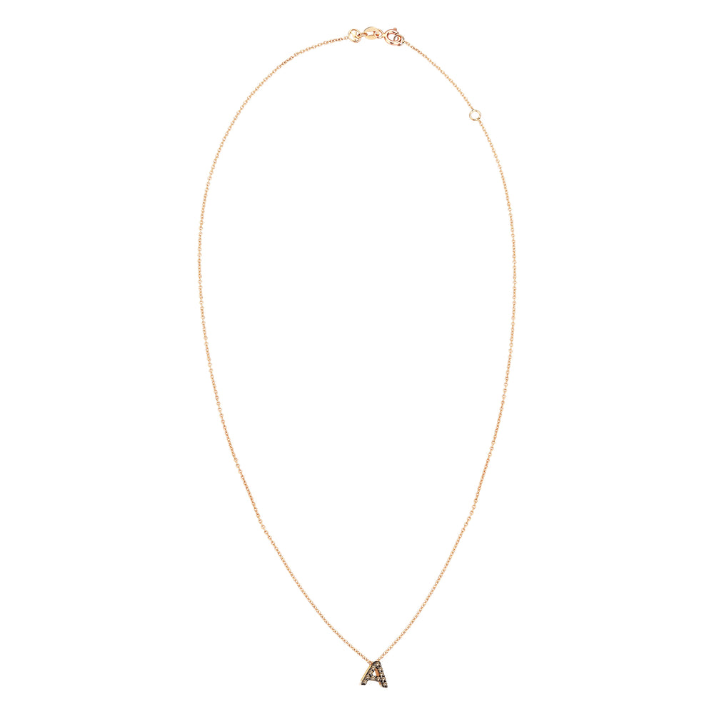 Letters Cubic Small Size Necklace - Champagne Diamond