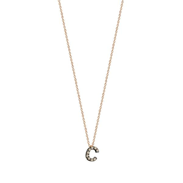 Letters Cubic Small Size Necklace - Champagne Diamond