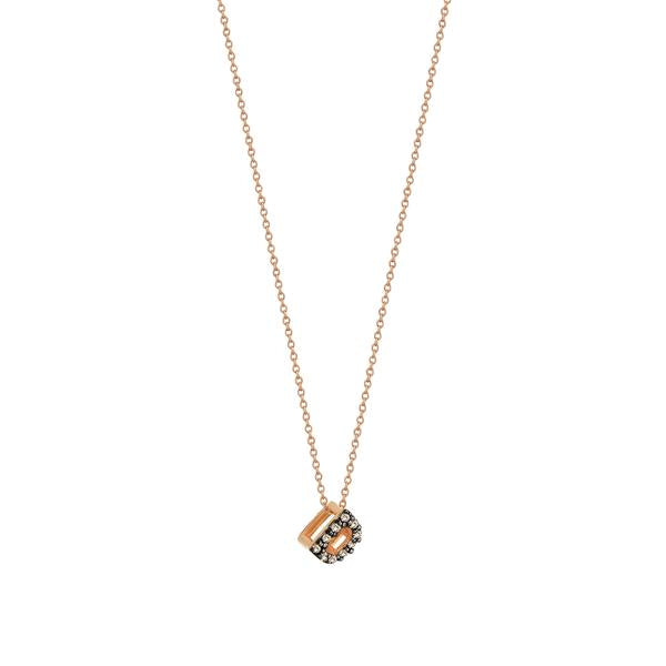 Letters Cubic Small Size Necklace - Champagne Diamond