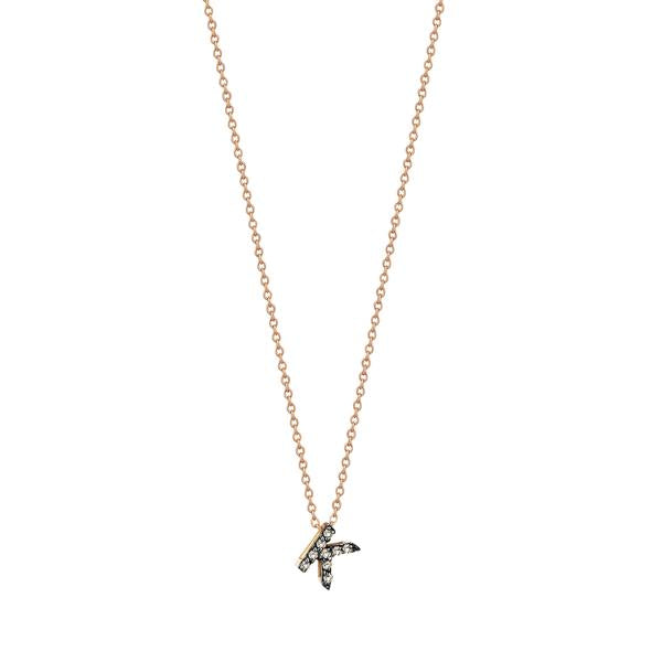 Letters Cubic Small Size Necklace - Champagne Diamond