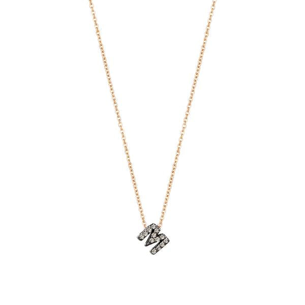 Letters Cubic Small Size Necklace - Champagne Diamond