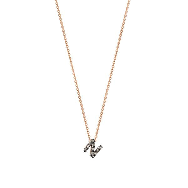 Letters Cubic Small Size Necklace - Champagne Diamond