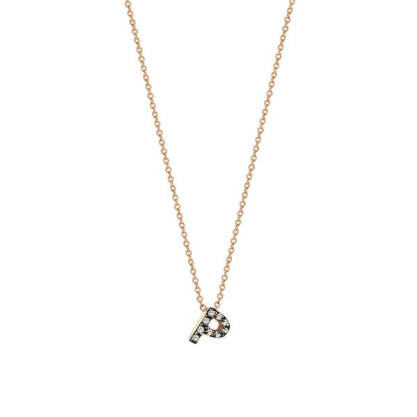 Letters Cubic Small Size Necklace - Champagne Diamond