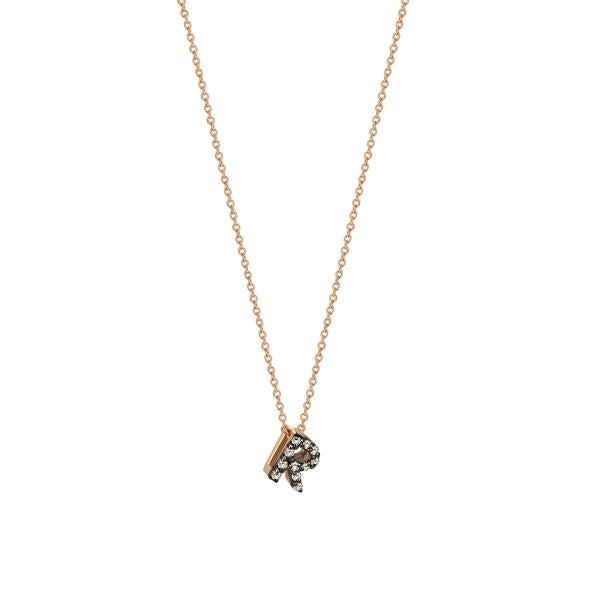 Letters Cubic Small Size Necklace - Champagne Diamond