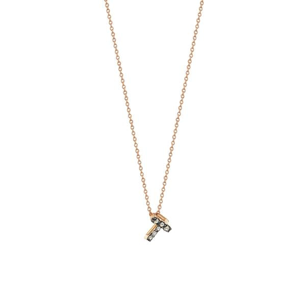 Letters Cubic Small Size Necklace - Champagne Diamond