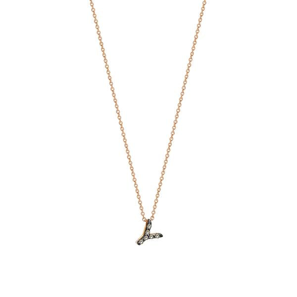 Letters Cubic Small Size Necklace - Champagne Diamond