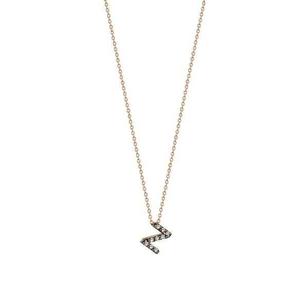 Letters Cubic Small Size Necklace - Champagne Diamond